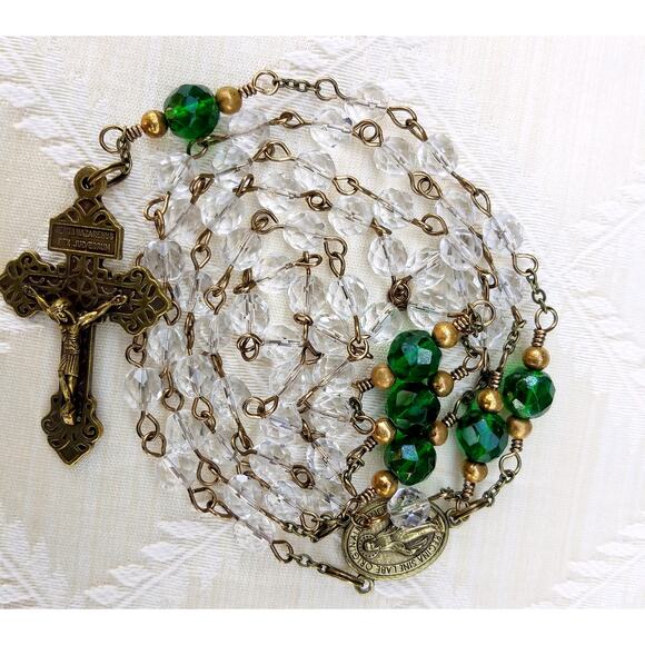 Pardon Indulgence Crucifix Hand-made Wire Wrapped 5 Decade Rosary - Picture 7 of 10